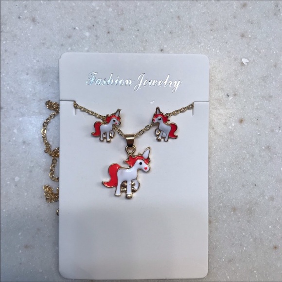 Unicorn Necklace Earring Set! - Picture 4 of 4